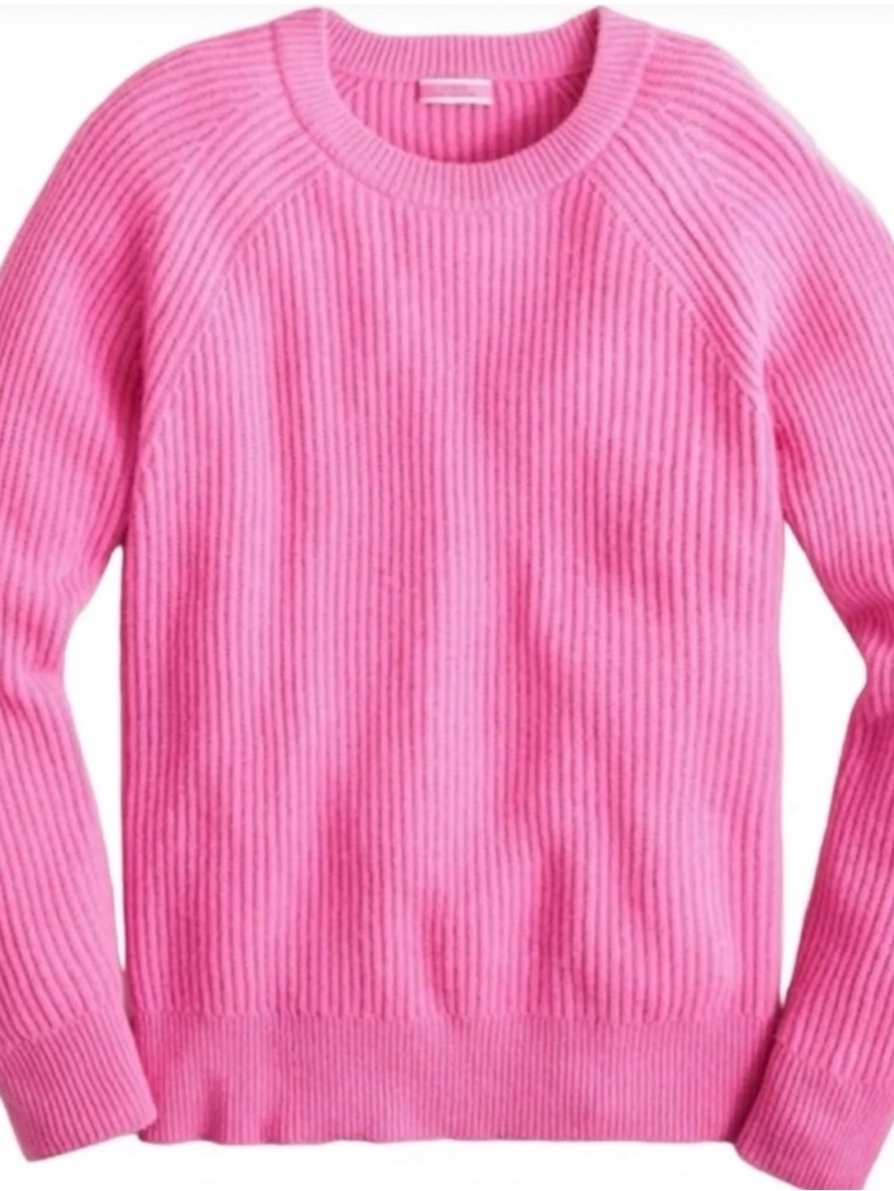 $228 J. Crew 💯 Cashmere Ribbed Oversized Crewneck Sweater, Pink, M, Medium